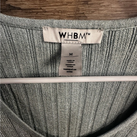 White House Black Market Light Blue Metallic Ribbed Fitted Sweater - Picture 9 of 10